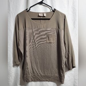 Chico's Taupe Blouse with Pocket Detail, Size 1